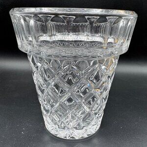 Vtg Waterford Marquis Diamond-Cut Flower Pot Vase 5.25" Tall Starburst Base Desi